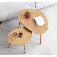 Berlin Solid Oak Cobblestone Coffee Table Set 